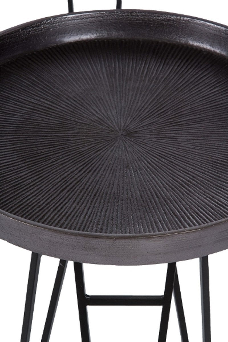 Luxus Wohnzimmer Beistelltisch Set Bronze / Silber / Grau Ø 50 x H. 60 cm - Runde Metall Beistelltische