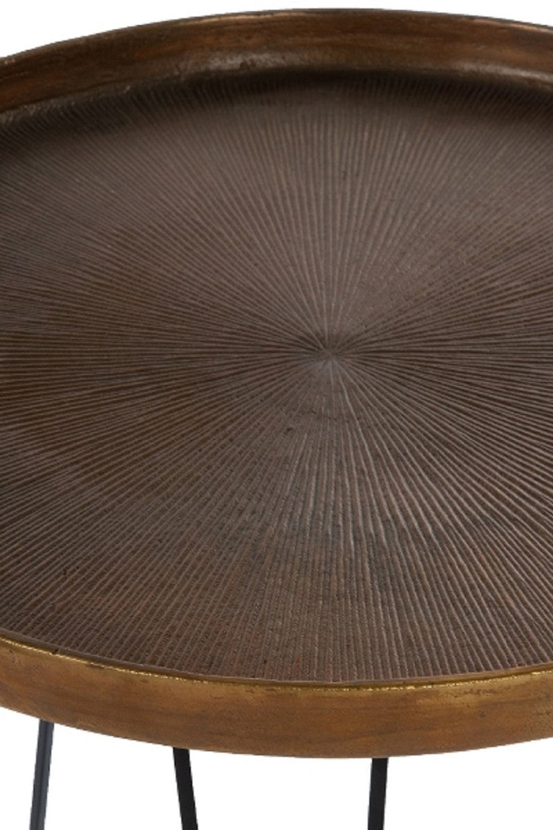 Luxus Wohnzimmer Beistelltisch Set Bronze / Silber / Grau Ø 50 x H. 60 cm - Runde Metall Beistelltische