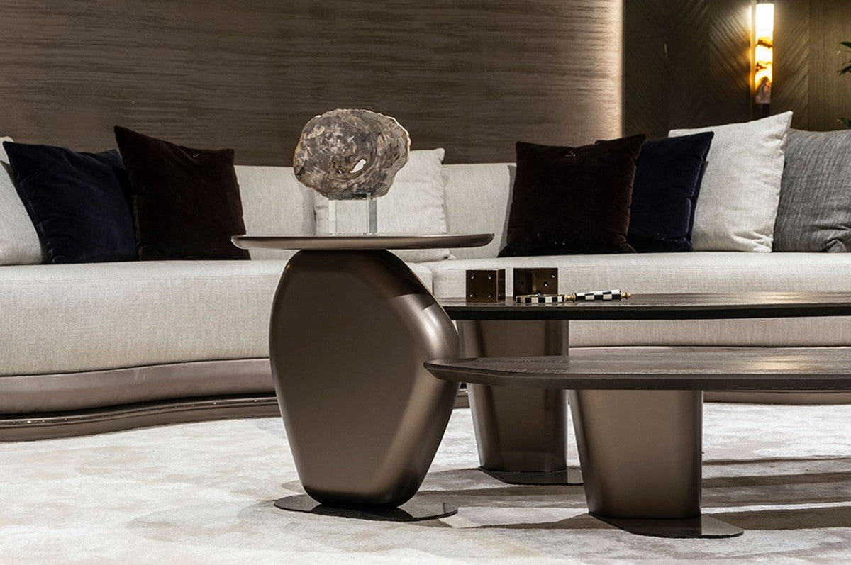 Luxus Wohnzimmer Beistelltisch Bronze H. 55 cm - Hotel Tisch - Wohnzimmer Möbel - Hotel Möbel - Luxus Qualität