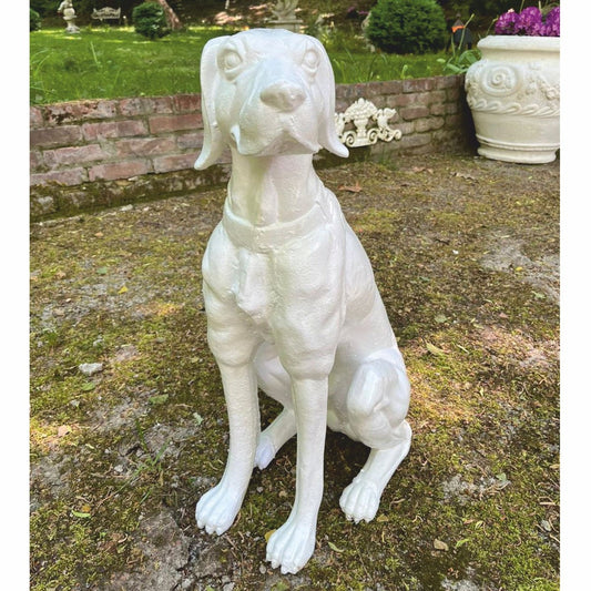 Deko Bronze Skulptur Hund Weiß H. 70 cm - Garten Deko
