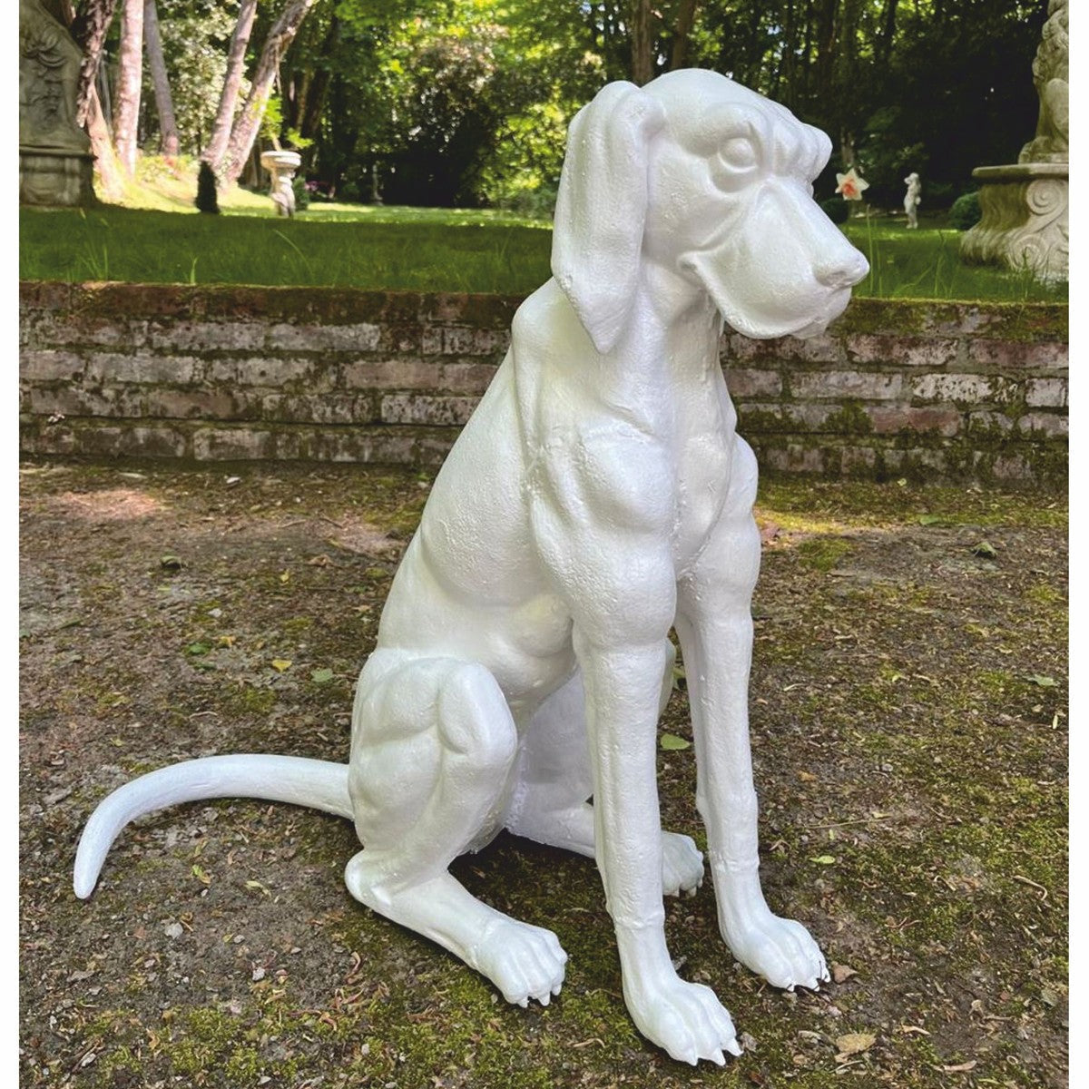 Deko Bronze Skulptur Hund Weiß H. 70 cm - Garten Deko
