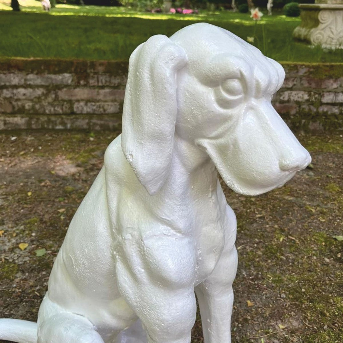 Deko Bronze Skulptur Hund Weiß H. 70 cm - Garten Deko