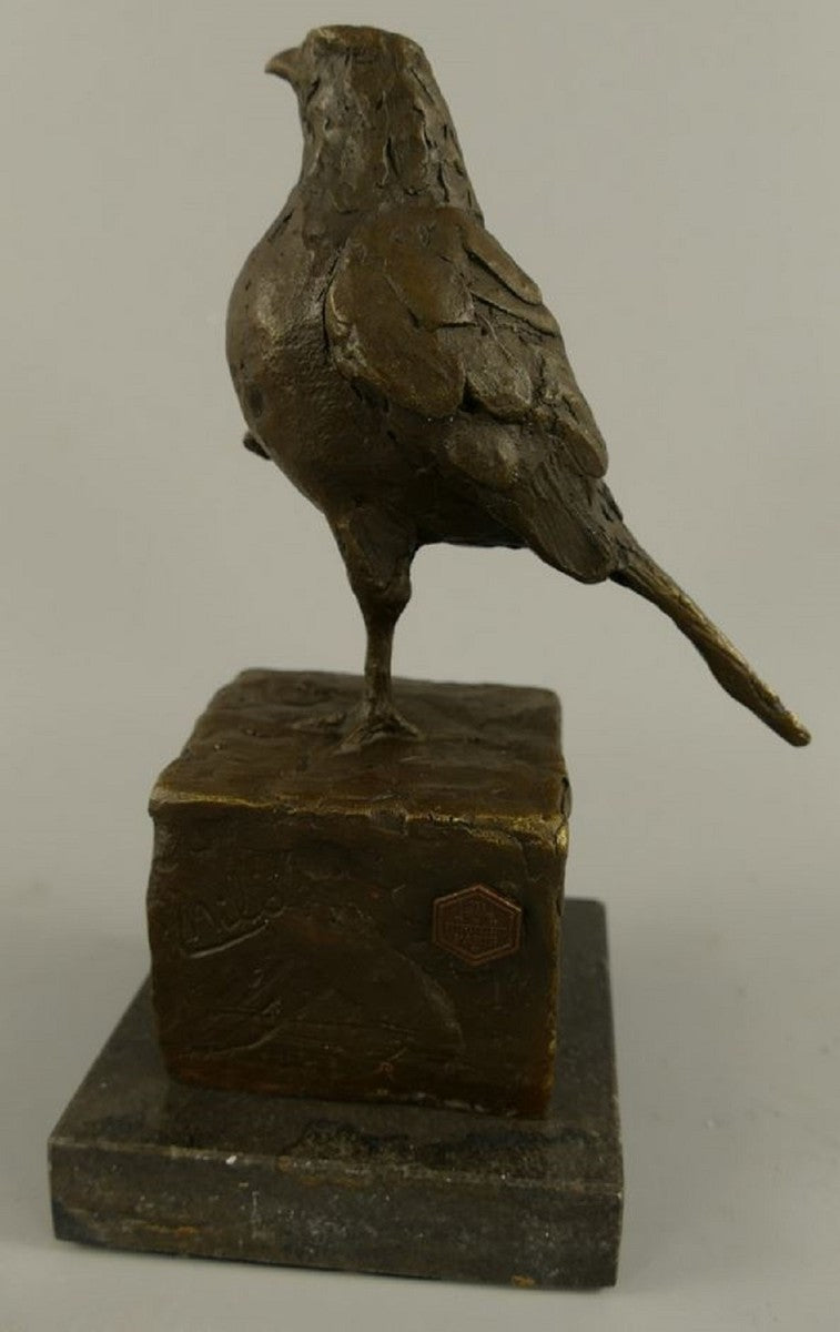 Dekofigur Vogel Bronze / Schwarz 10 x 13 x H. 20 cm - Bronze Figur - Deko Skulptur - Wohnzimmer Deko - Schreibtisch Deko