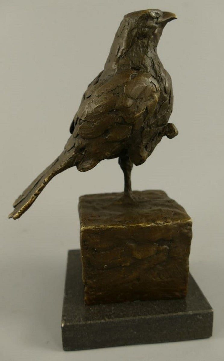 Dekofigur Vogel Bronze / Schwarz 10 x 13 x H. 20 cm - Bronze Figur - Deko Skulptur - Wohnzimmer Deko - Schreibtisch Deko