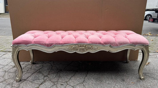 Barock Sitzbank Rosa / Silber 140 cm - Barockstil Möbel