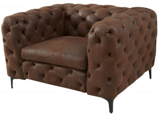 Chesterfield Wohnzimmer Sessel Antik Braun 120 x 100 x H. 70 cm - Chesterfield Wohnzimmer Möbel