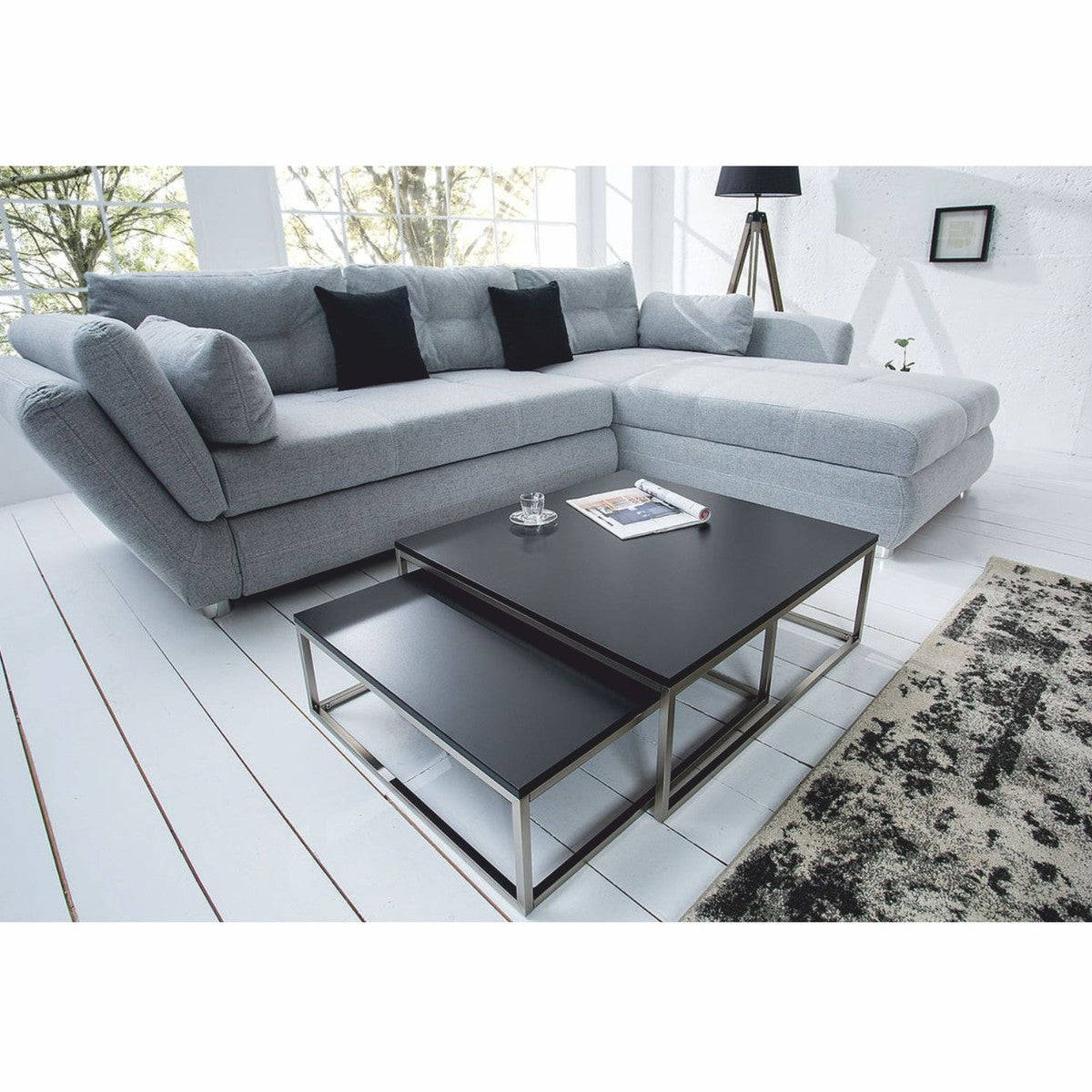 Couchtisch 2er Set Schwarz / Silber - Wohnzimmer Möbel