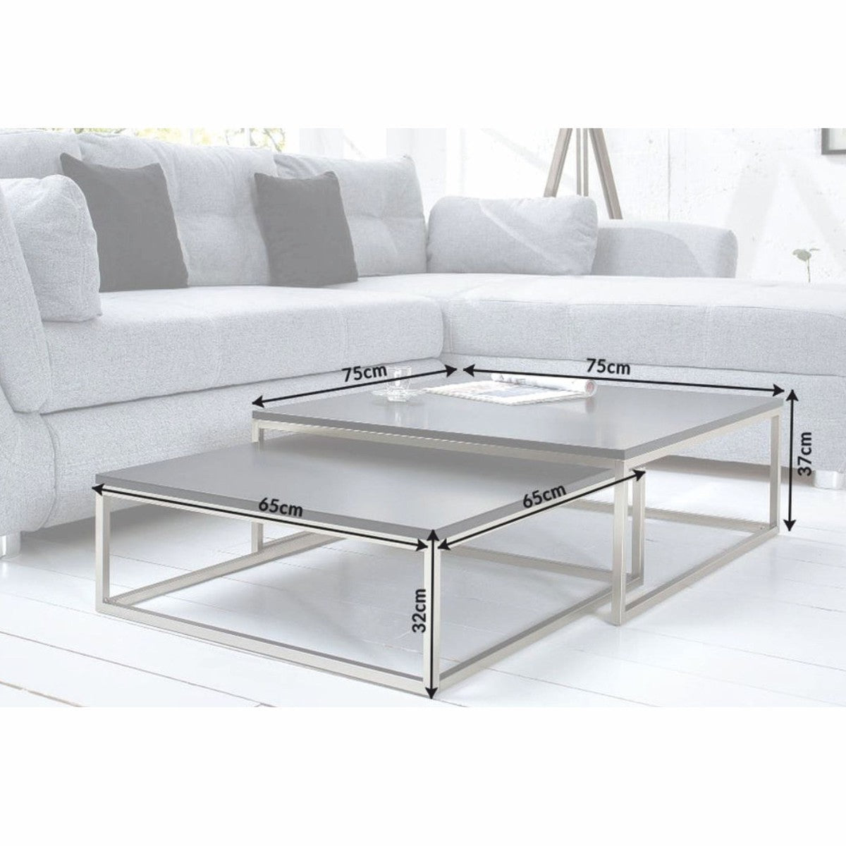 Couchtisch 2er Set Schwarz / Silber - Wohnzimmer Möbel