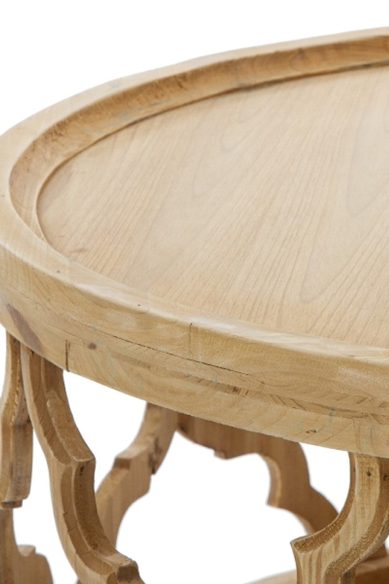 Designer Couchtisch Naturfarben Ø 80 x H. 37 cm - Moderner Runder Holz Wohnzimmertisch