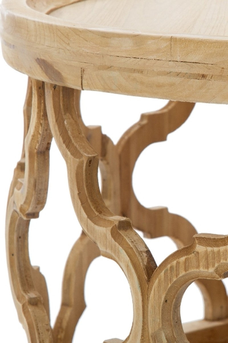 Designer Couchtisch Naturfarben Ø 80 x H. 37 cm - Moderner Runder Holz Wohnzimmertisch