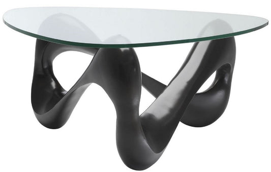 Designer Couchtisch Bronze 100,5 x 98 x H. 43,5 cm - Wohnzimmertisch mit 3-eckiger Glasplatte - Luxus Möbel