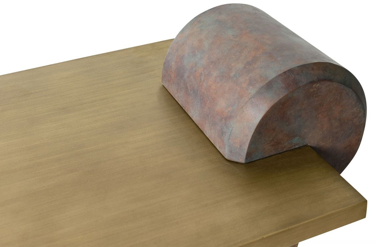 Designer Couchtisch Messing / Antik Kupfer 115 x 60 x H. 53 cm - Wohnzimmertisch aus Glasfaserverstärktem Beton - Luxus Qualität