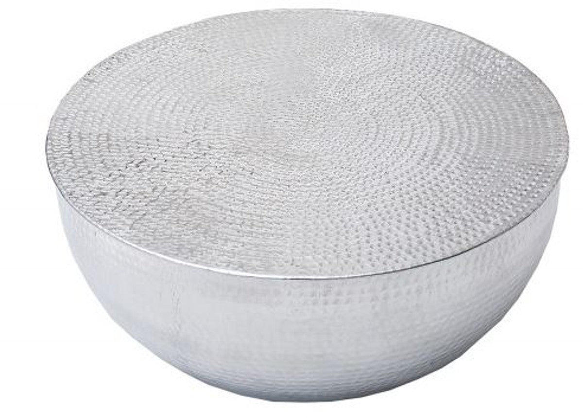 Couchtisch Silber 68 cm Aluminium - Wohnzimmer Salon Tisch - Unikat