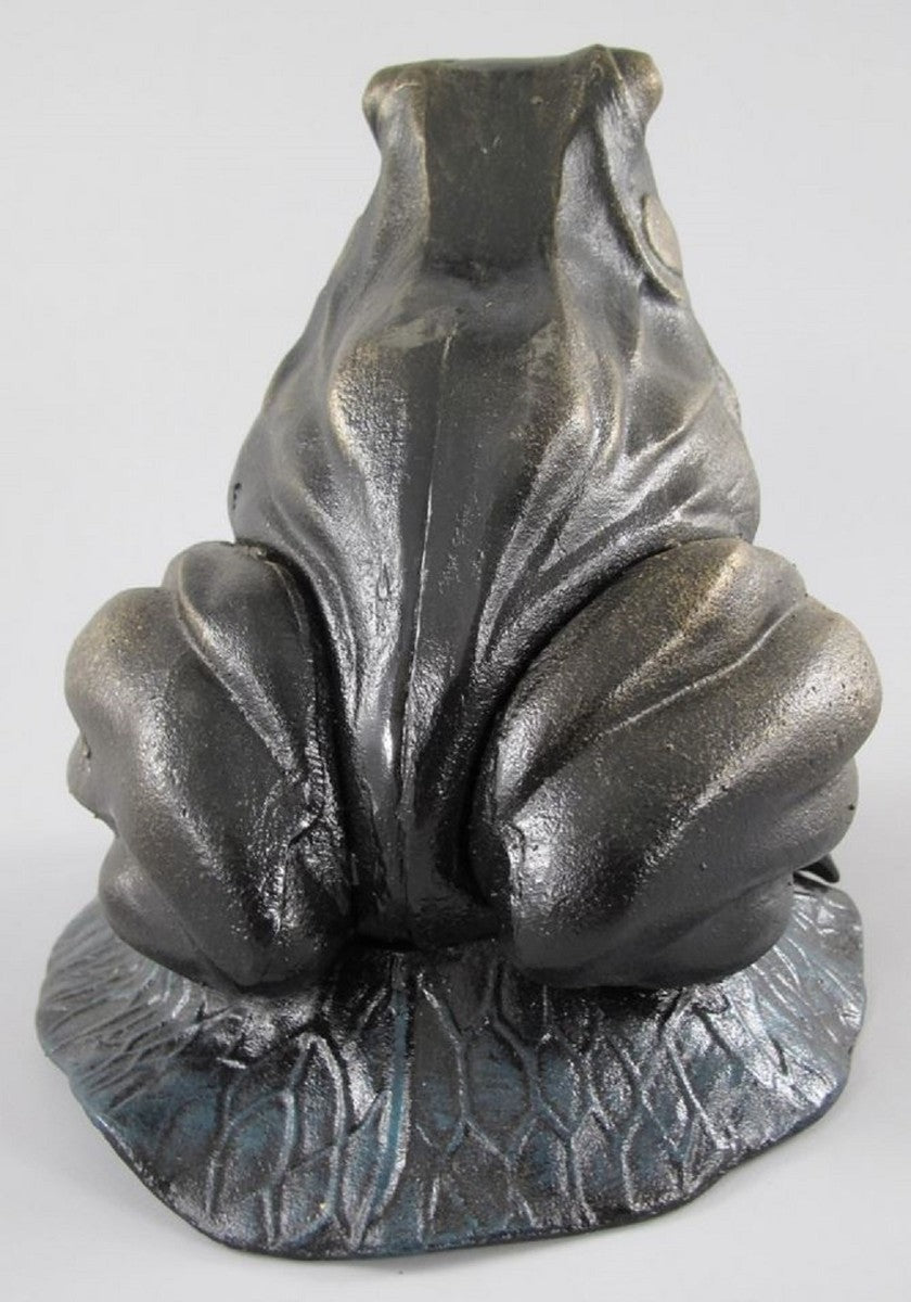 Deko Skulptur Frosch auf Teichblatt Antik Messing H. 28 cm - Garten & Terassen Metall Dekofigur - Garten & Terassen Deko Accessoires