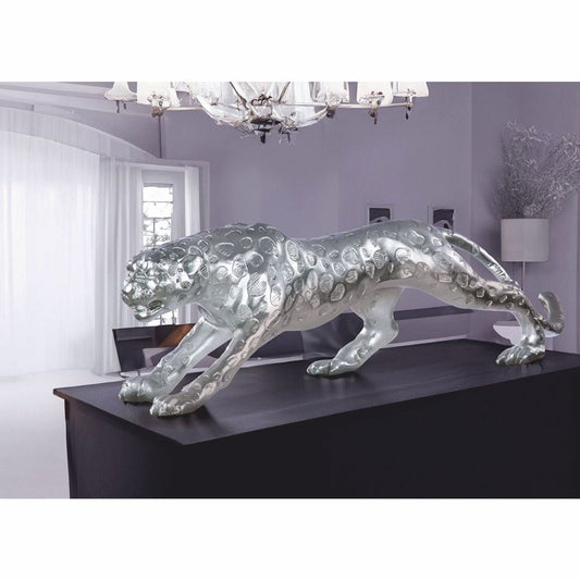 Deko Skulptur Gepard Silber 80 cm - Deko Accessoires