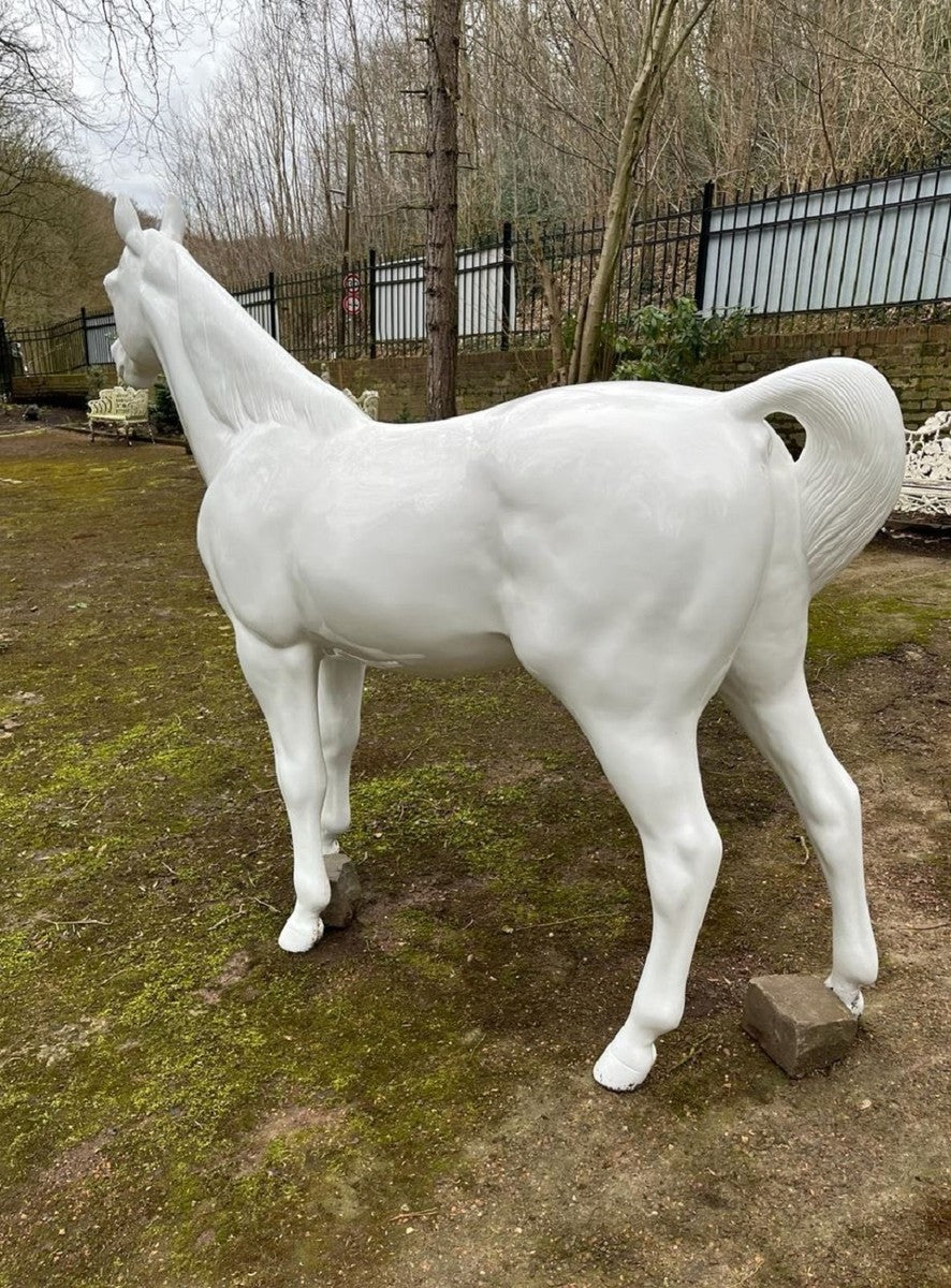 Luxus XXL Deko Skulptur Pferd Weiß 220 x H. 190 cm