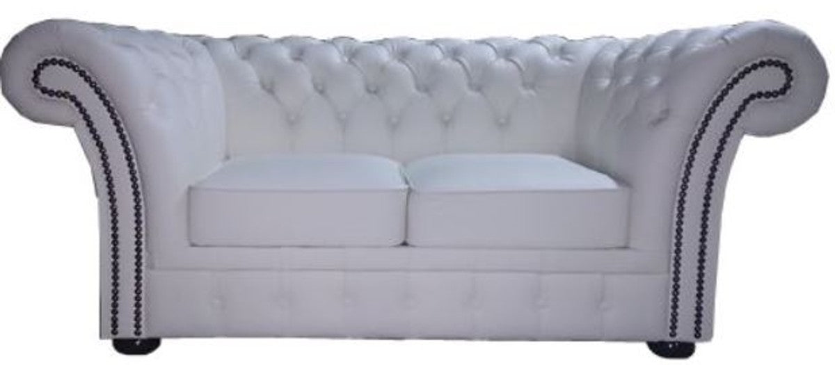 Chesterfield Echtleder 2er Sofa Weiß 170 x 90 x H. 80 cm - Luxus Kollektion