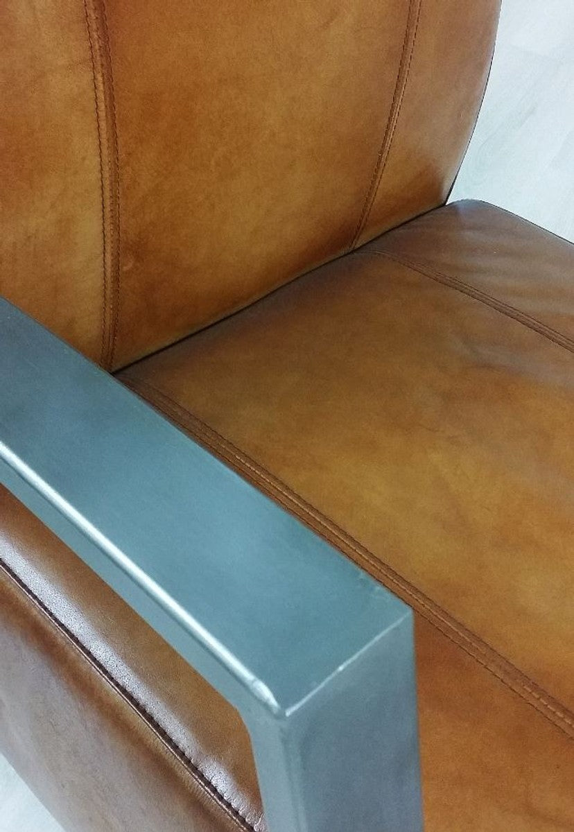 Vintage Industrial Echtleder Lounge Sessel - ALLE FARBEN - Luxus Wohnzimmer Sessel Industrie Design Möbel Büffelleder