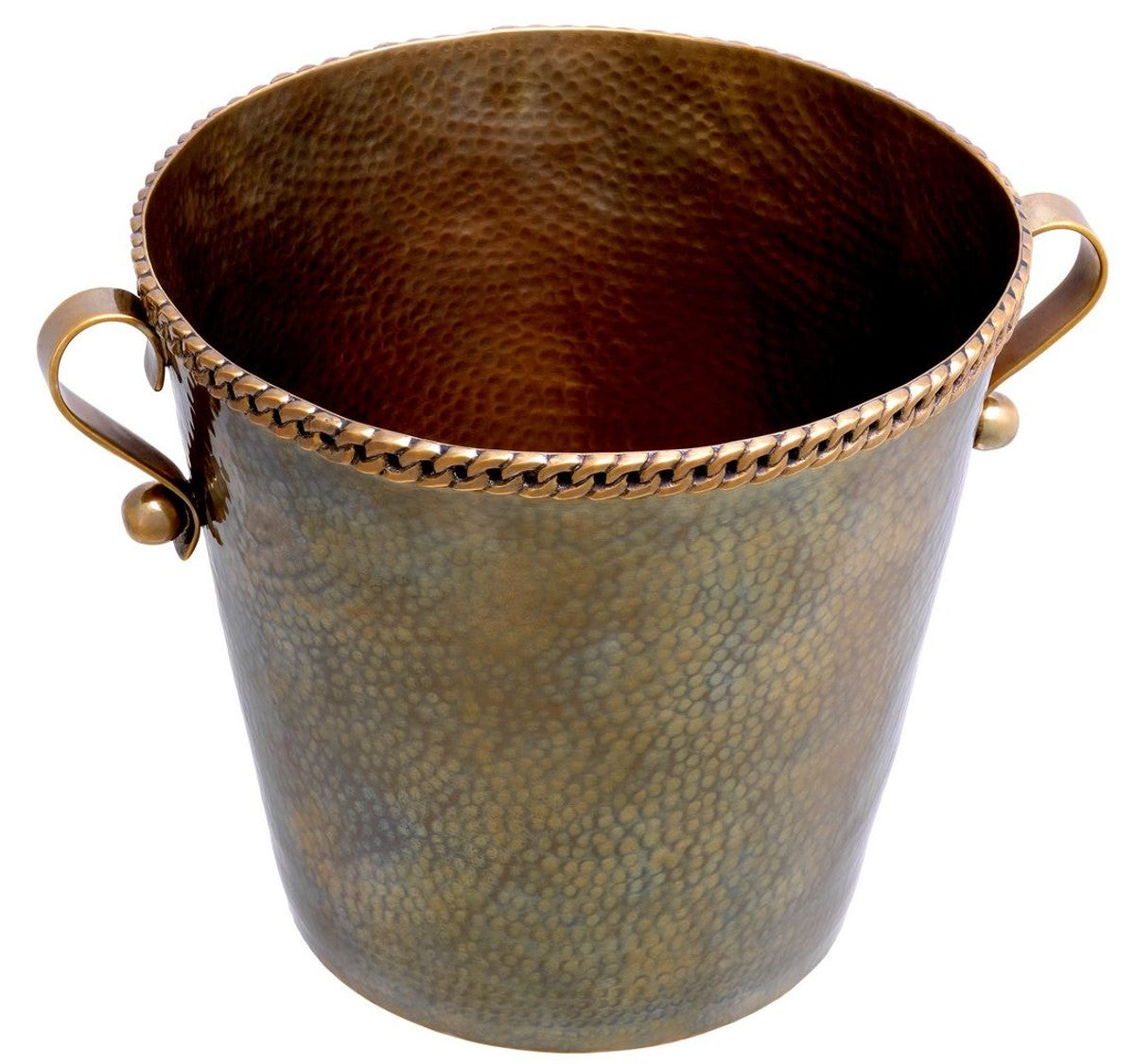 Luxus Weinkühler mit 2 Tragegriffen Vintage Messing Ø 25,5 x H. 23,5 cm - Champagnerkühler - Sektkühler - Gastronomie Accessoires - Restaurant Accessoires - Hotel Accessoires