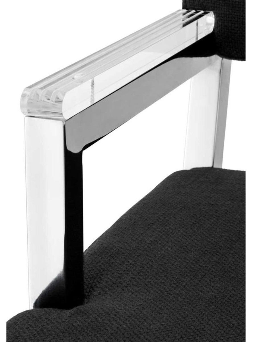 Designer Stuhl mit Armlehnen 55 x 59 x H. 82 cm - Luxus Büromöbel