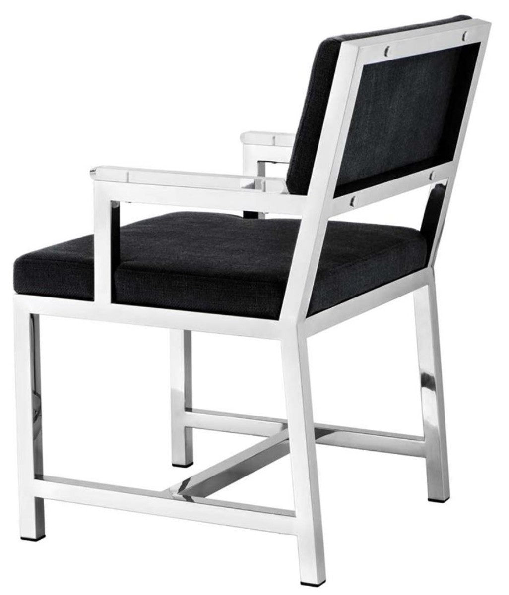 Designer Stuhl mit Armlehnen 55 x 59 x H. 82 cm - Luxus Büromöbel