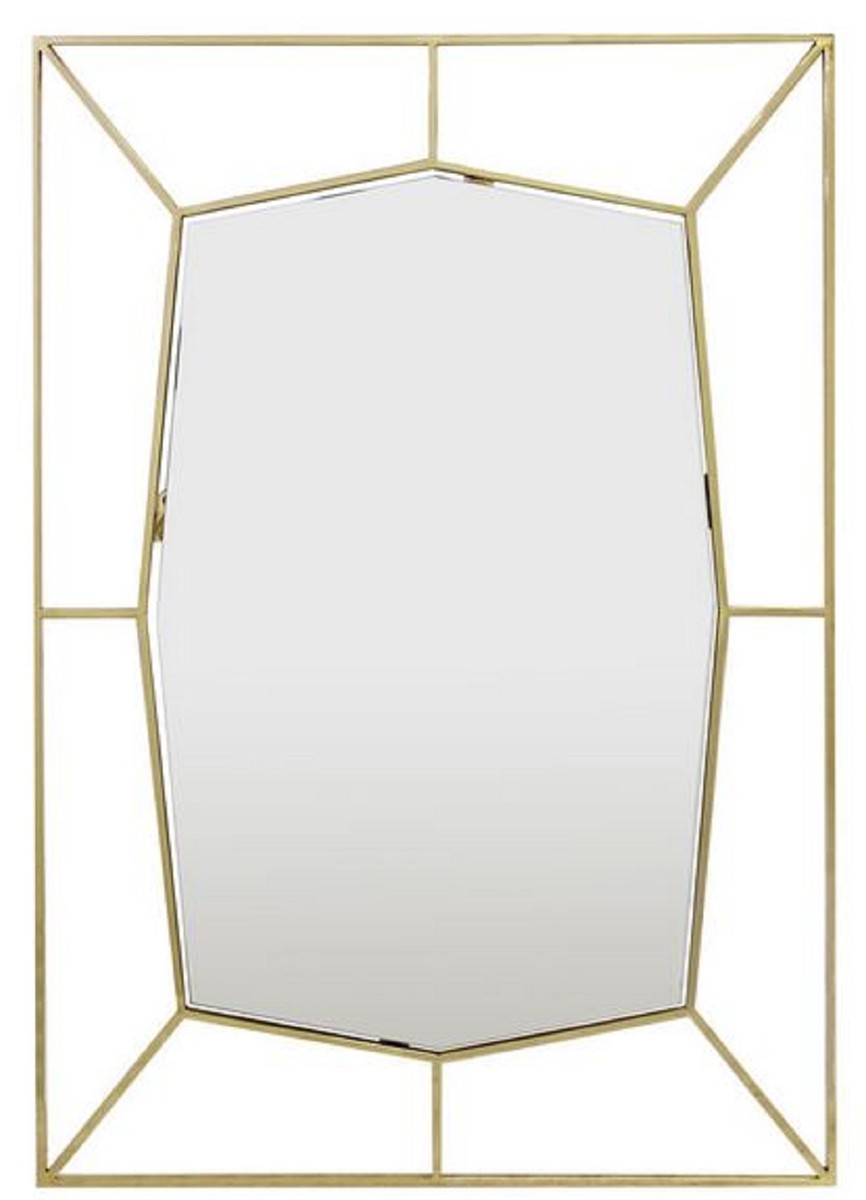 Designer Wandspiegel Gold 67 x H. 100 cm - Edelstahl Spiegel - Luxus Deko Accessoires