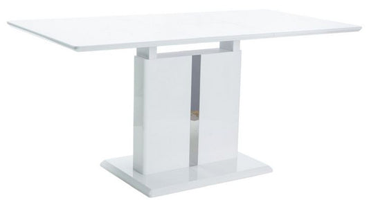 Designer Esstisch Weiß 110-150 x 75 x H. 76 cm - Ausziehbarer Küchentisch - Designer Esszimmer Möbel