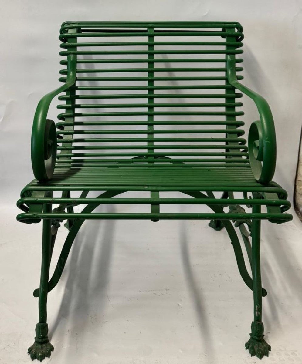 Jugendstil Garten Stuhl mit Armmlehnen Grün 64 x 62 x H. 71 cm - Garten Möbel