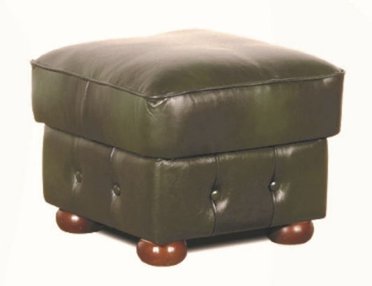 Chesterfield Echtleder Hocker Dunkelgrün 50 x 50 x H. 54 cm - Wohnzimmermöbel