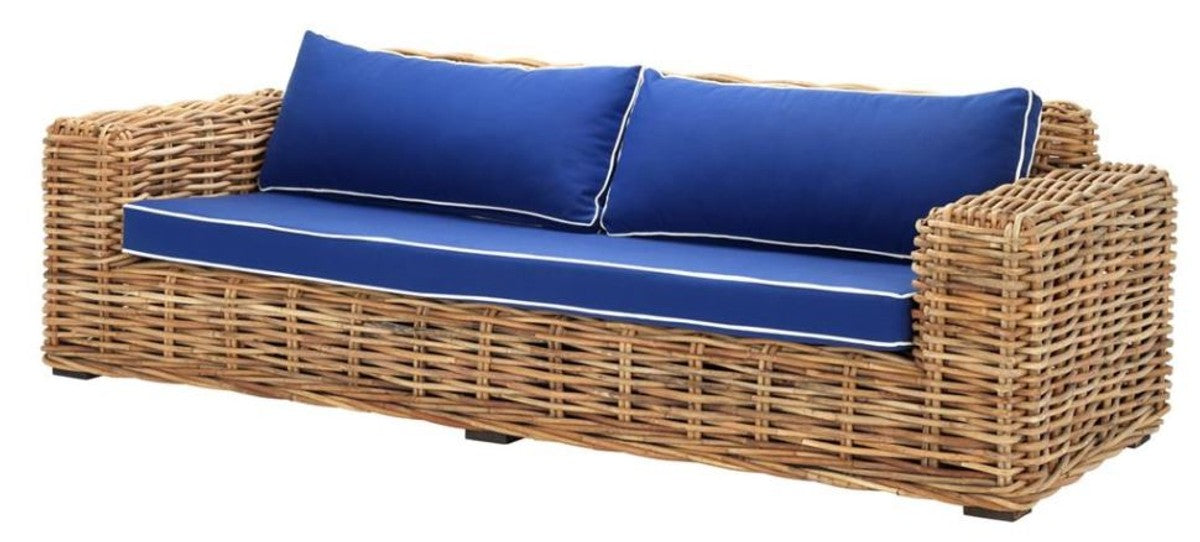 Designer Rattan Sofa 230 x 88 x H. 69 cm - Luxus Wohnzimmer Möbel