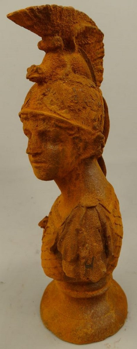 Jugendstil Deko Büste Ritter Rost 27 x 16 x H. 47 cm - Gusseisen Skulptur - Gusseisen Figur - Deko Skulptur - Deko Figur - Garten Deko Accessoires
