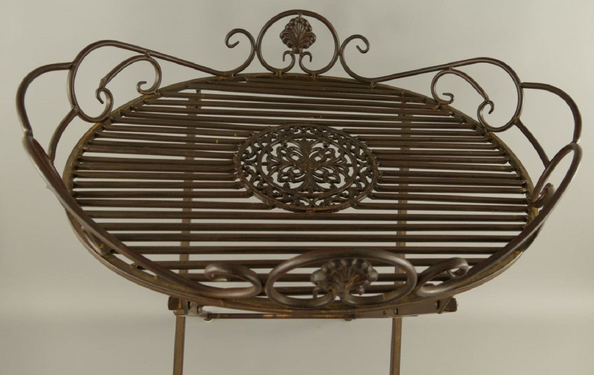 Jugendstil Garten Beistelltisch Rost 63 x 48 x H. 70 cm - Klappbarer Garten Metall Tisch - Barock & Jugendstil Garten Möbel