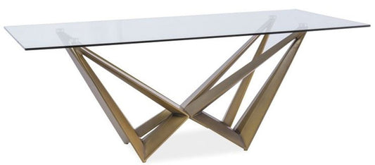 Designer Esstisch mit Glasplatte Braun 200 x 100 x H. 76 cm - Luxus Esszimmer Möbel