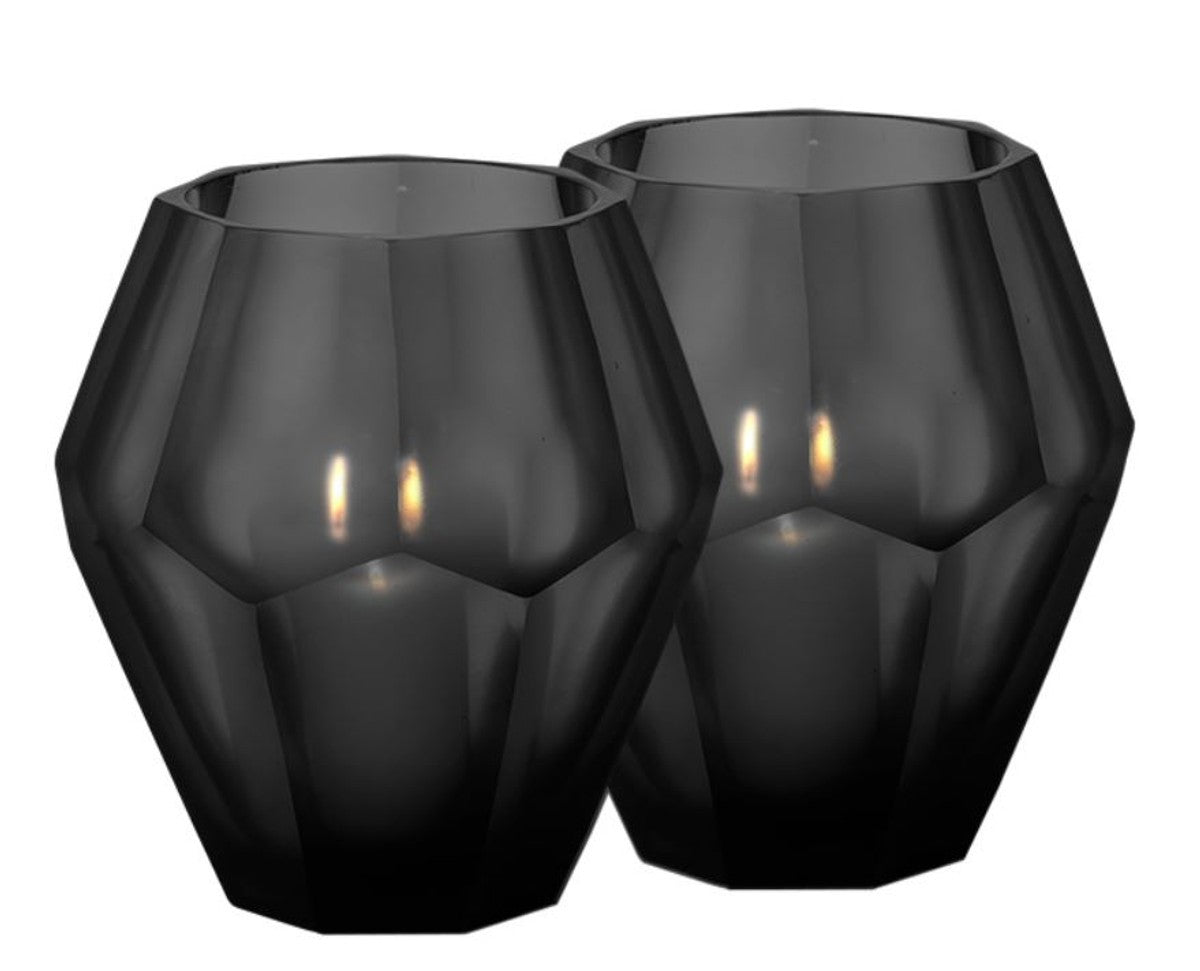 Teelichthalter Set Schwarz 17 x H. 16 cm - Luxus Qualität