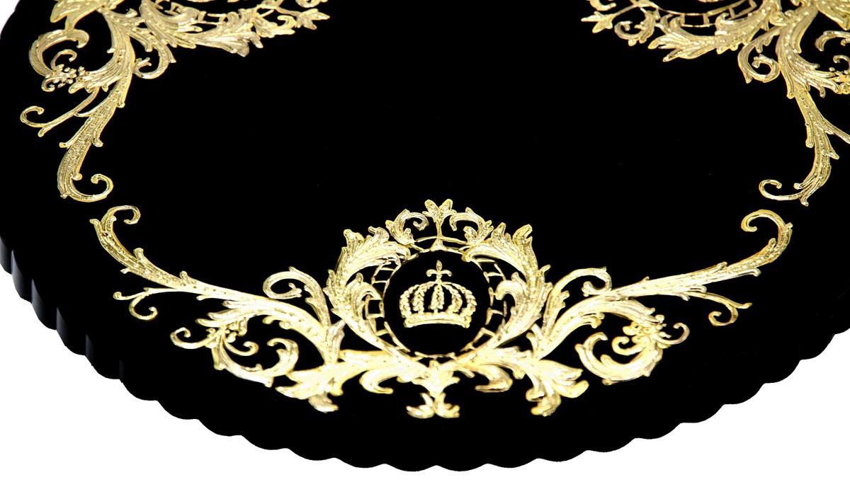 Pompöös by Luxus Tortenplatte mit 24 Karat Vergoldung Schwarz / Gold Ø 32 x H. 11,5 cm - Pompööser Kuchenteller designed by Harald Glööckler