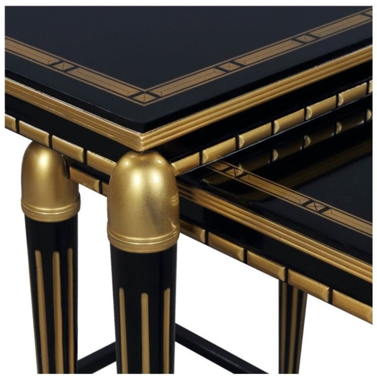 Luxus Wohnzimmer Beistelltisch Set Schwarz / Gold 45 x 45 x H. 54 cm - Luxus Möbel