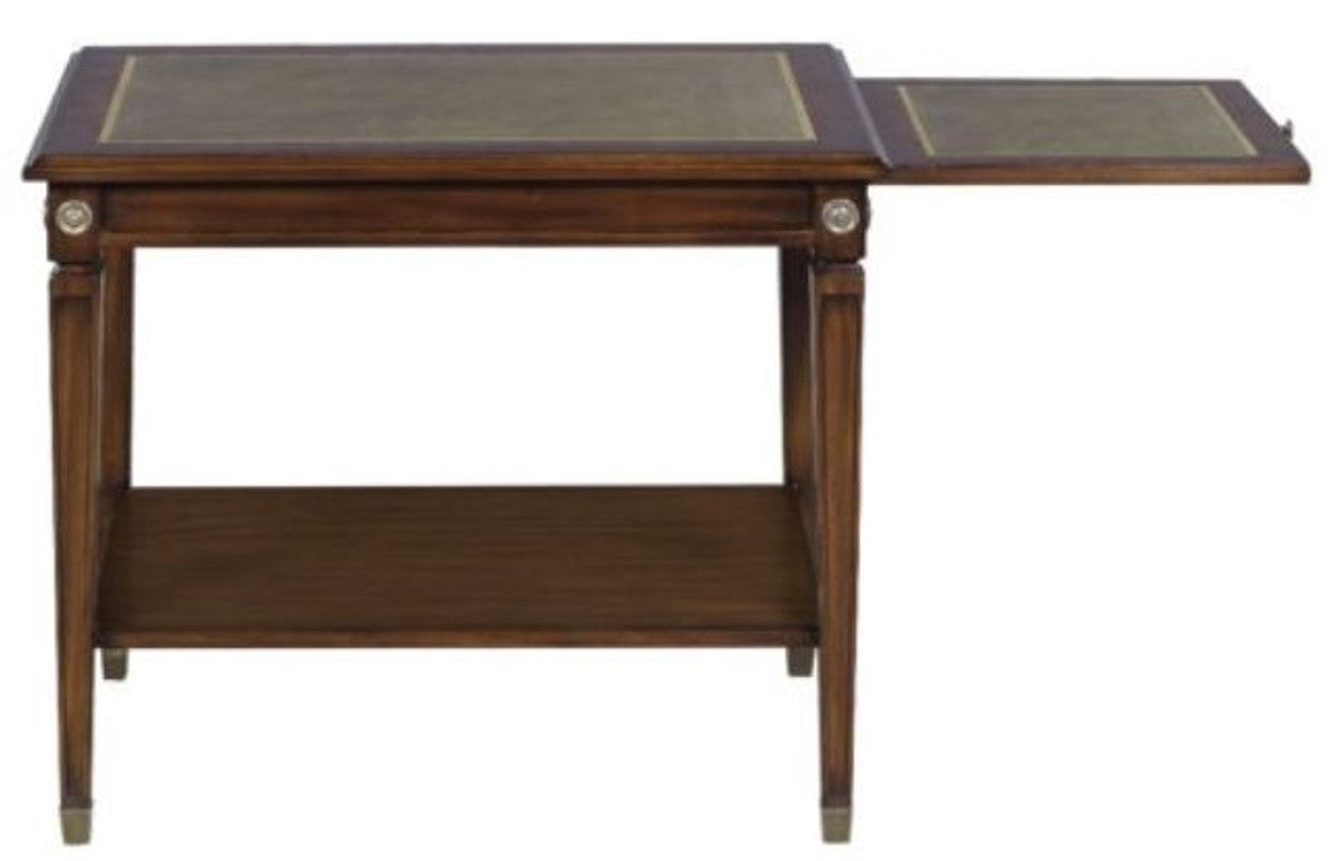Mahagoni Beistelltisch Braun / Grün 64 x 43 x H. 54 cm - Luxus Wohnzimmer Beistelltisch