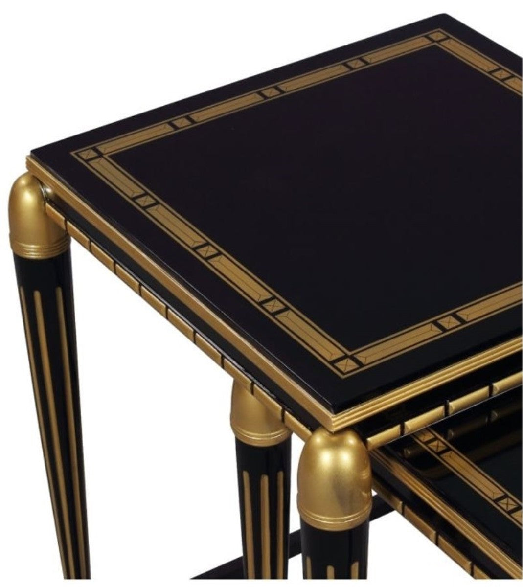 Luxus Wohnzimmer Beistelltisch Set Schwarz / Gold 45 x 45 x H. 54 cm - Luxus Möbel