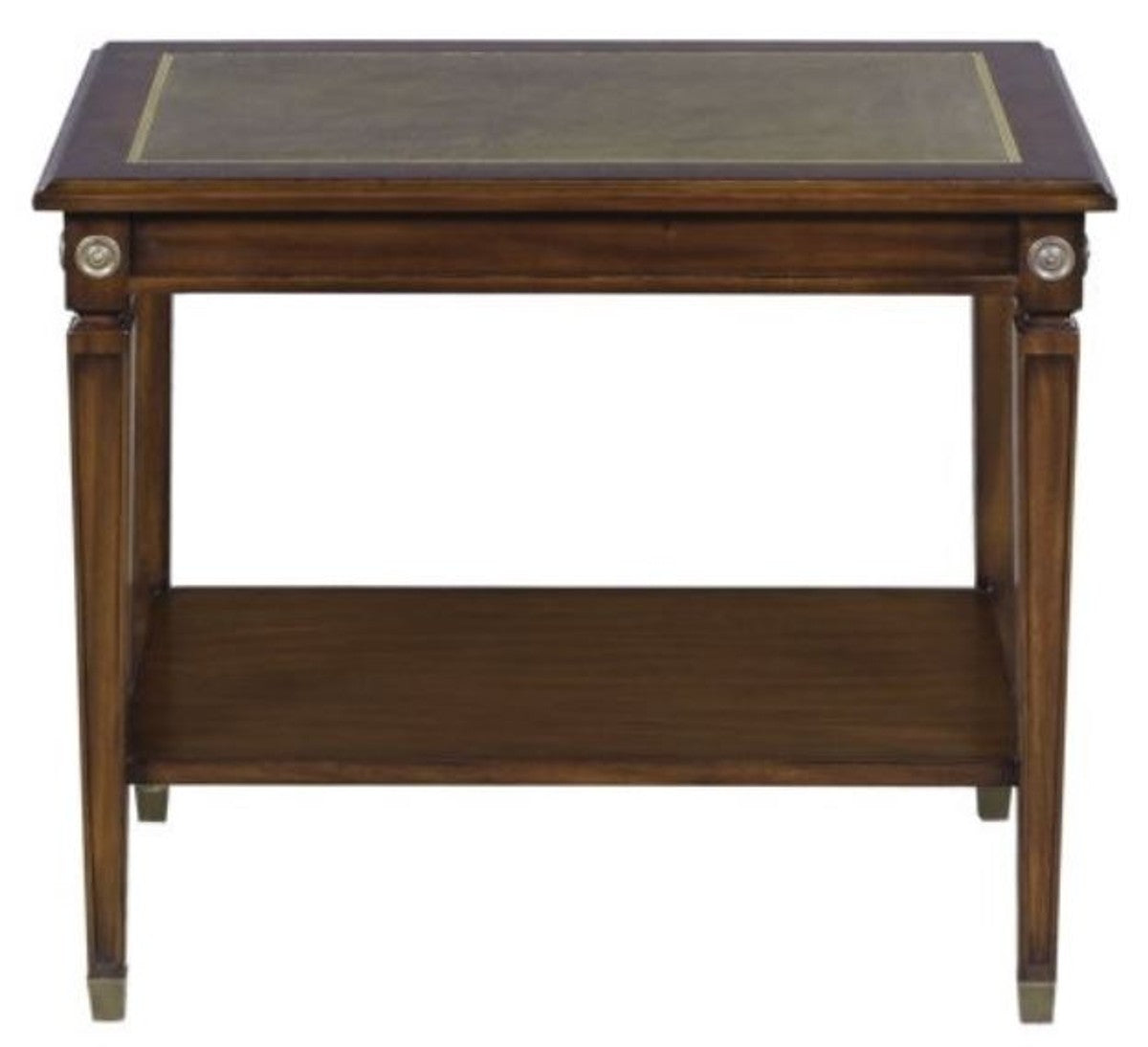 Mahagoni Beistelltisch Braun / Grün 64 x 43 x H. 54 cm - Luxus Wohnzimmer Beistelltisch