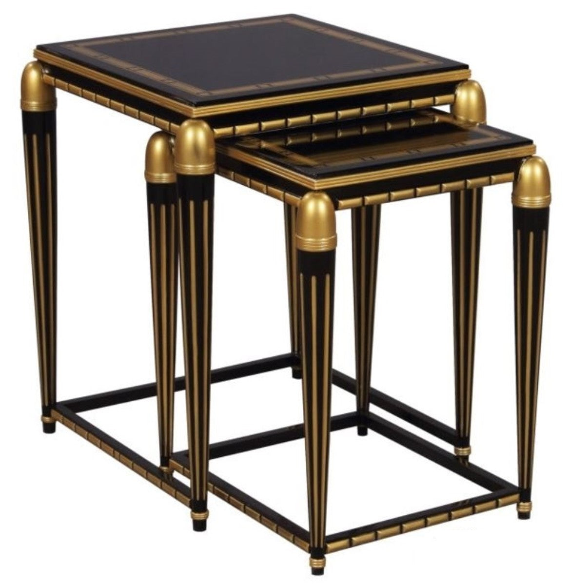 Luxus Wohnzimmer Beistelltisch Set Schwarz / Gold 45 x 45 x H. 54 cm - Luxus Möbel