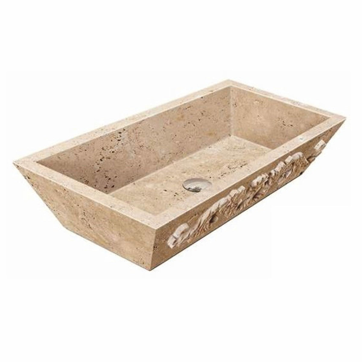 Jugendstil Travertin Waschbecken Schale Beige 70 cm - Badezimmer Accessoires