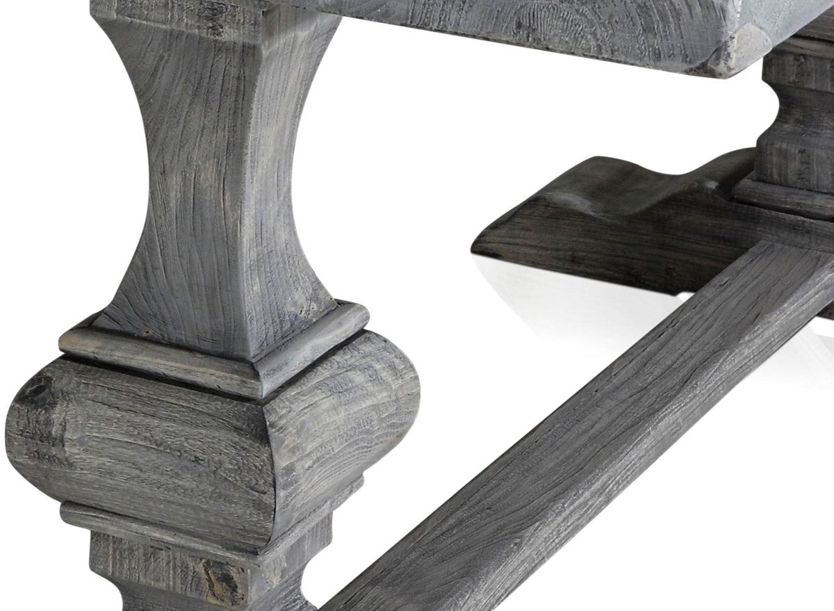 Landhausstil Esstisch Grau 180 x 90 x H. 76 cm - Rechteckiger Massivholz Küchentisch aus hochwertigen unbehandeltem Altholz - Esszimmer Möbel - Landhausstil Möbel