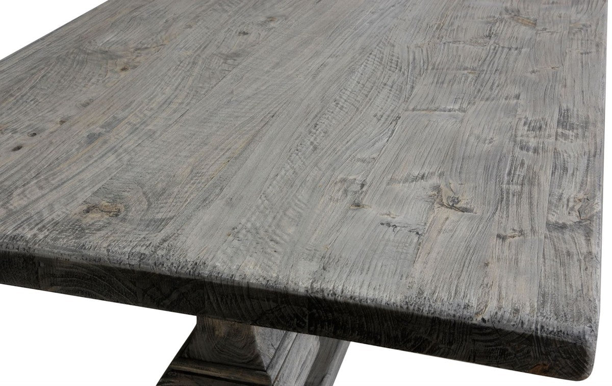 Landhausstil Esstisch Grau 180 x 90 x H. 76 cm - Rechteckiger Massivholz Küchentisch aus hochwertigen unbehandeltem Altholz - Esszimmer Möbel - Landhausstil Möbel