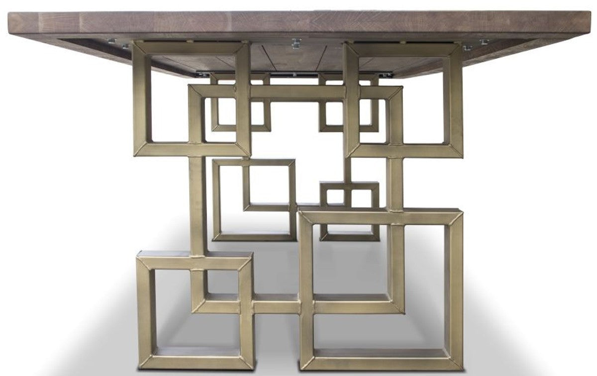 Designer Massivholz Esstisch mit rustikaler Eichenholz Tischplatte und Stahl Beinen - Verschiedene Farben & Größen - Esszimmer Tisch