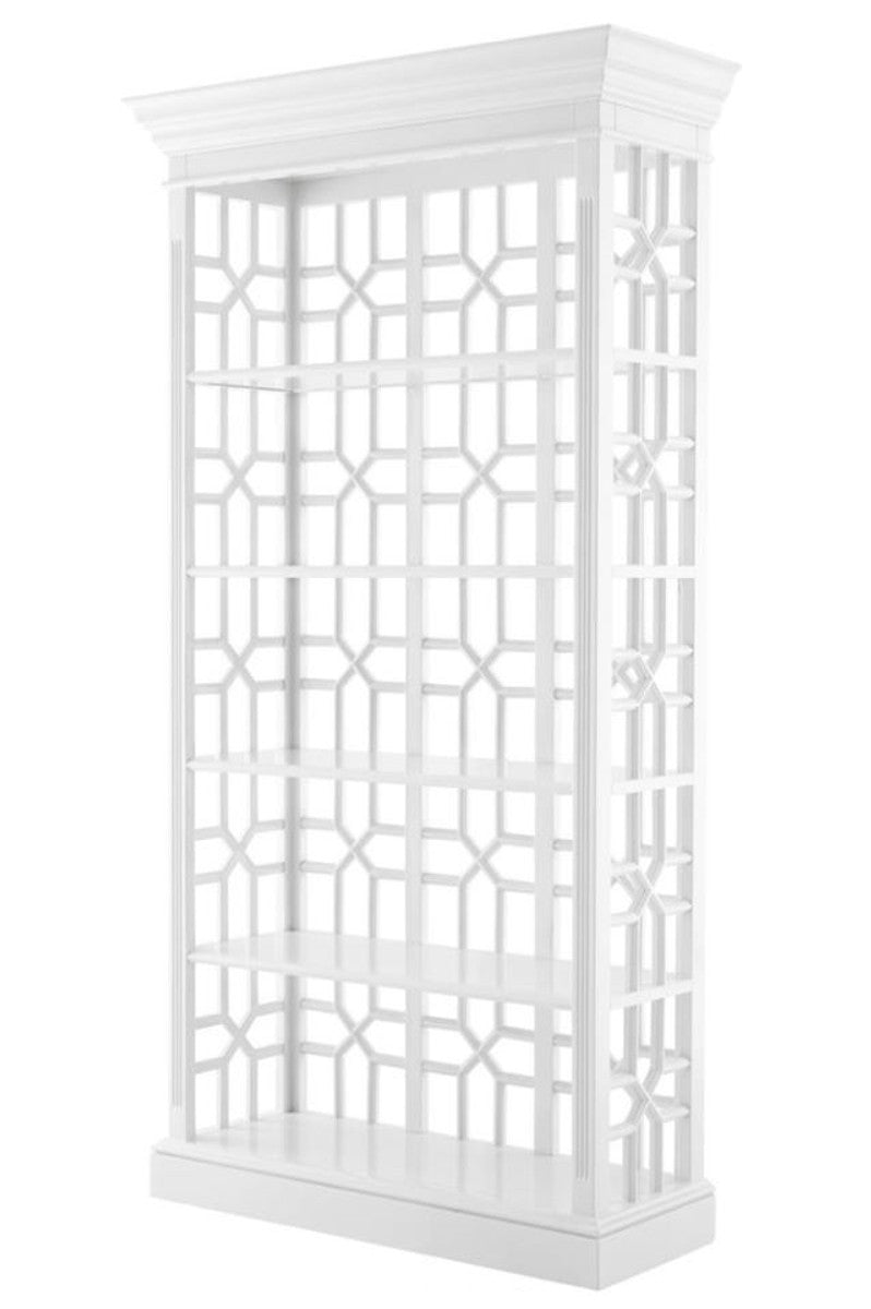 Designer Mahagoni Regalschrank Piano Weiß - Luxus Qualität