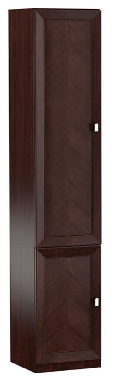 Luxus Wohnzimmerschrank mit 2 Türen Dunkelbraun / Silber 45,4 x 44,2 x H. 225,6 cm - Regalschrank Büroschrank - Luxus Möbel