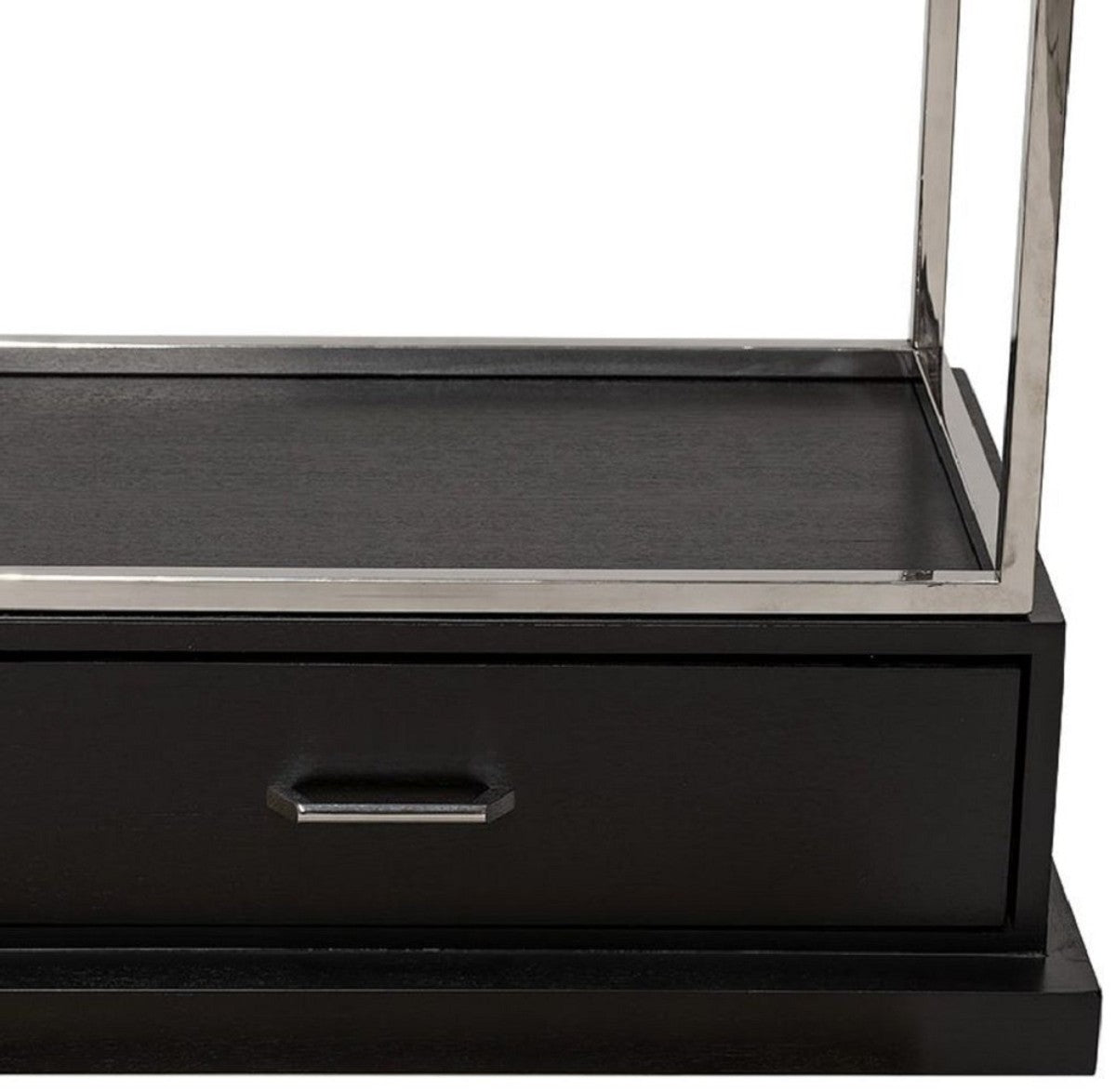 Regalschrank mit Leiter Silber / Schwarz 220 x 45 x H. 240 cm - Bücherschrank - Wohnzimmer Schrank - Büro Schrank - Wohnzimmer Möbel - Büro Möbel - Luxus Möbel