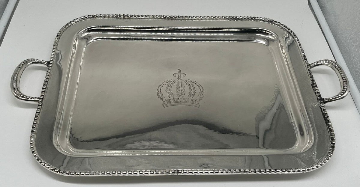 Pompöös by Luxus Barock Serviertablett Krone Silber 48 cm - designed by Harald Glööckler