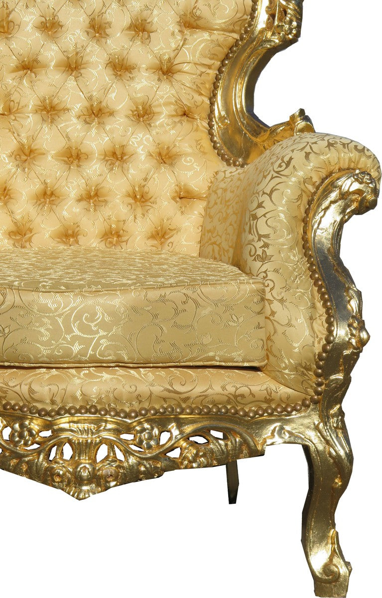 Barock Wohnzimmer Set Versailles II Gold Muster / Antik Gold - 3er Sofa + 2 Sessel