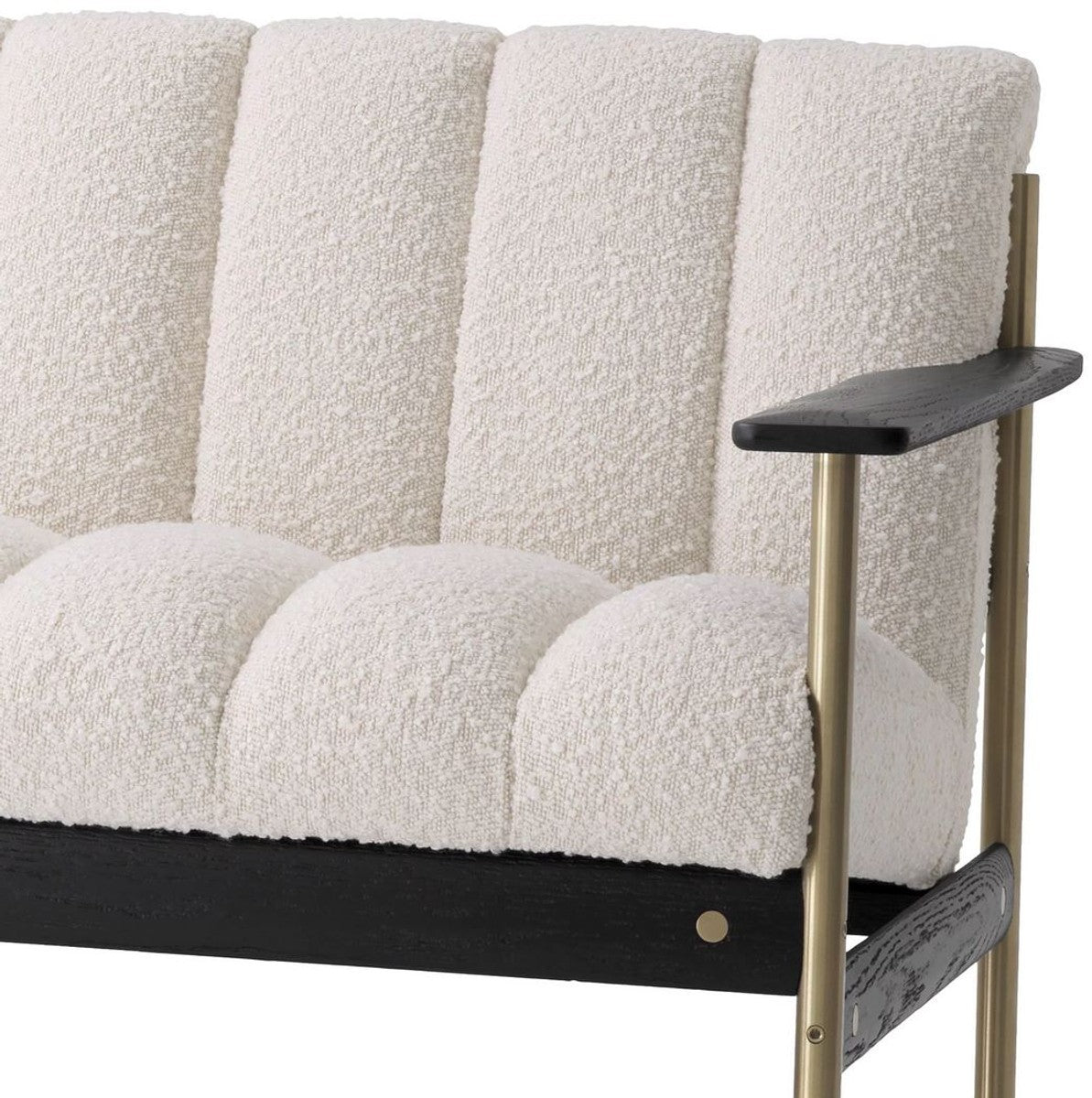 Luxus Wohnzimmer Sofa Creme / Messing / Schwarz 200 x 78 x H. 73 cm - Modernes Wohnzimmer Sofa - Luxus Wohnzimmer & Hotel Möbel - Luxus Qualität